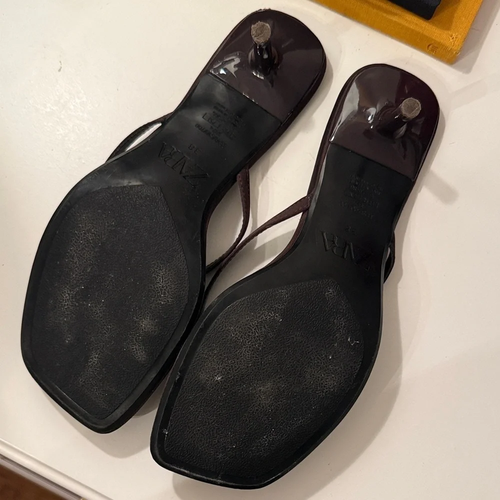 Zara Women's Dark Brown Sandals Heels - Picture 4 of 5